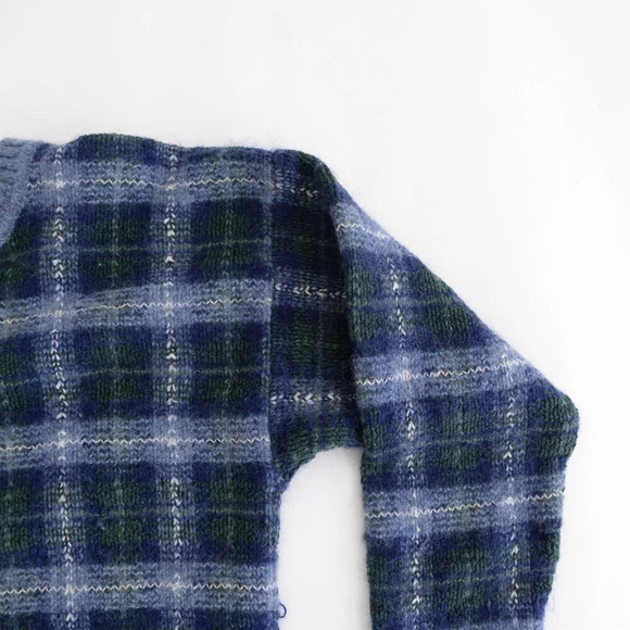 Vintage Northern Reflections Navy &  Blue Checker 48% Wool Crewneck Sweater XL - Picture 9 of 14